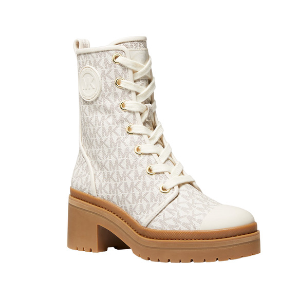 Michael Kors Corey MK Logo Combat Boot Bootie Vanilla 7/7.5/8/8.5/9 Nib $325 - Picture 1 of 4